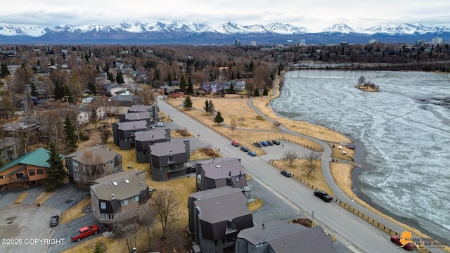 bird's eye view featuring a mountain view and a residential view