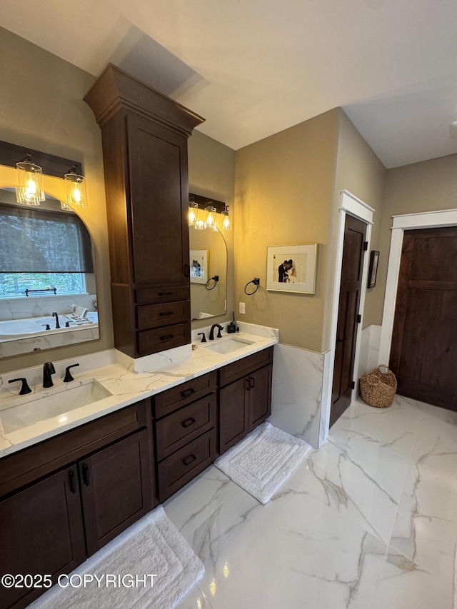 14009 W Big Lake Rd, Big Lake, AK 99652 - full bathroom with double vanity and marble finish flooring