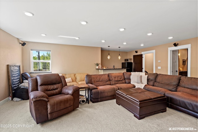 14009 W Big Lake Rd, Big Lake, AK 99652 - living room featuring light carpet and recessed lighting