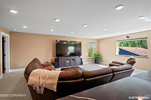 14009 W Big Lake Rd, Big Lake, AK 99652 - living area with carpet flooring, baseboards, and recessed lighting
