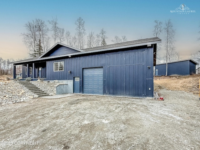 1340 N Rainbow Park Dr, Wasilla, AK 99623 - exterior space featuring stairway and an attached garage