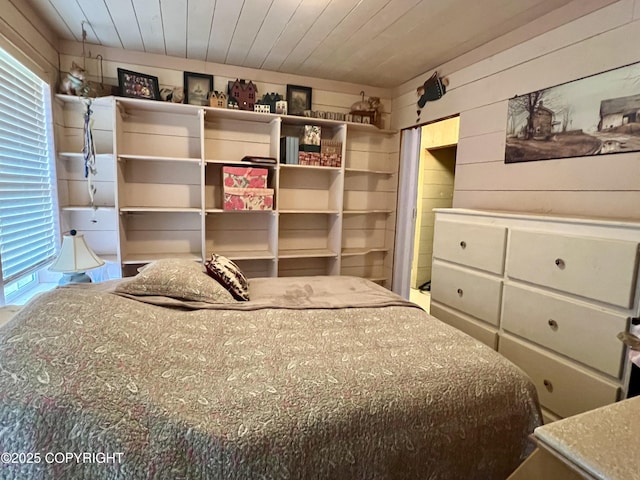 30258 Hook Ln, Soldotna, AK 99669 - bedroom featuring wooden walls and wood ceiling