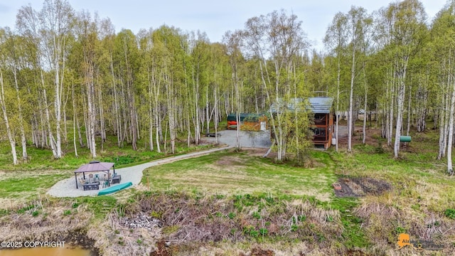 49635 S Hunter Dr, Willow, AK 99688 - view of yard with a gazebo and a view of trees