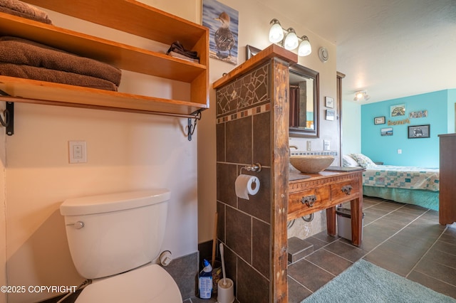 2435 Paradise Pl, Homer, AK 99603 - ensuite bathroom featuring toilet, a sink, and tile patterned flooring