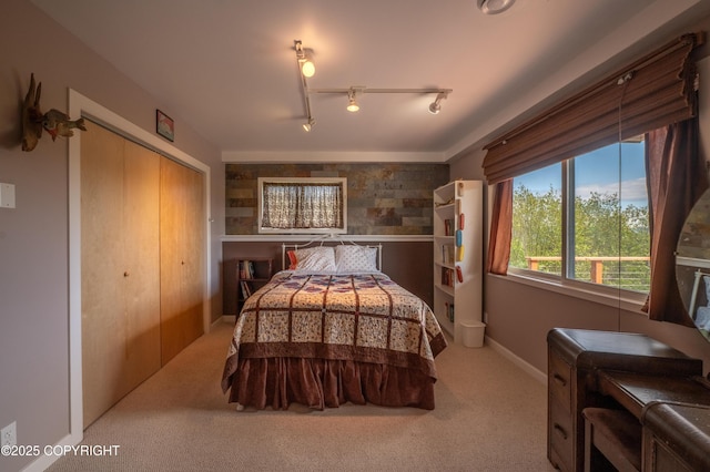 2435 Paradise Pl, Homer, AK 99603 - carpeted bedroom with a closet and rail lighting