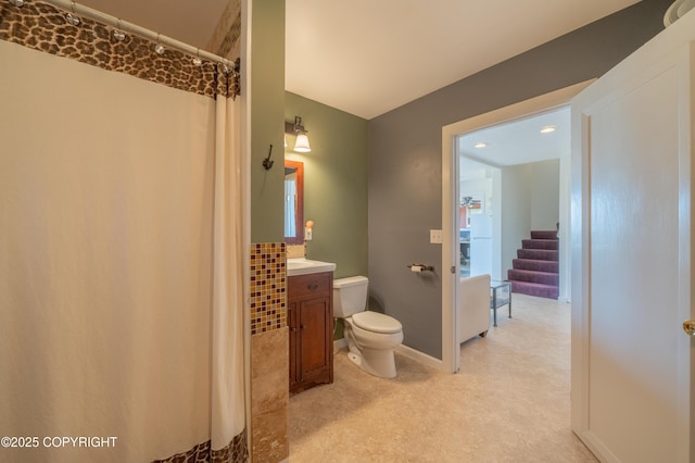 2435 Paradise Pl, Homer, AK 99603 - full bathroom with toilet, vanity, and a shower with curtain