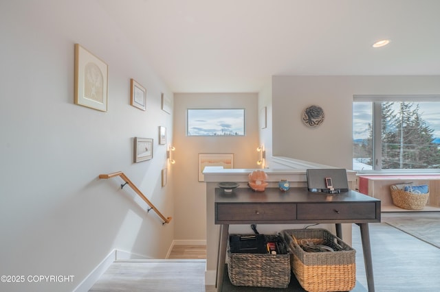437 W Fairview Ave, Homer, AK 99603 - interior space featuring wood finished floors, baseboards, and recessed lighting