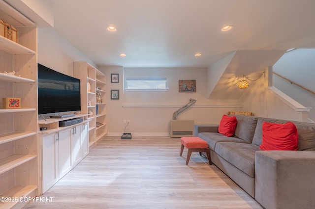 437 W Fairview Ave, Homer, AK 99603 - living room featuring light wood-style flooring, baseboards, and recessed lighting