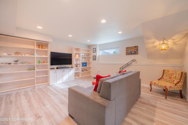 437 W Fairview Ave, Homer, AK 99603 - living area with light wood-style flooring, recessed lighting, and baseboards