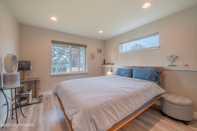 437 W Fairview Ave, Homer, AK 99603 - bedroom with multiple windows, wood finished floors, recessed lighting, and baseboards