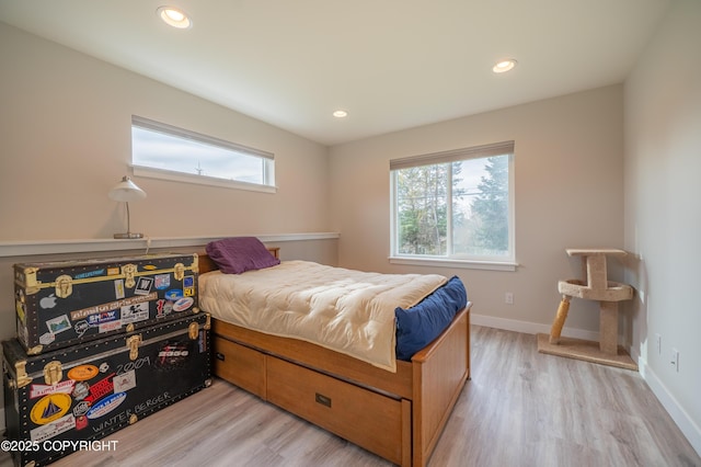 437 W Fairview Ave, Homer, AK 99603 - bedroom featuring light wood-style floors, recessed lighting, and baseboards