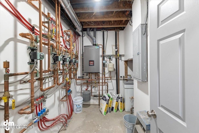 utility room with water heater