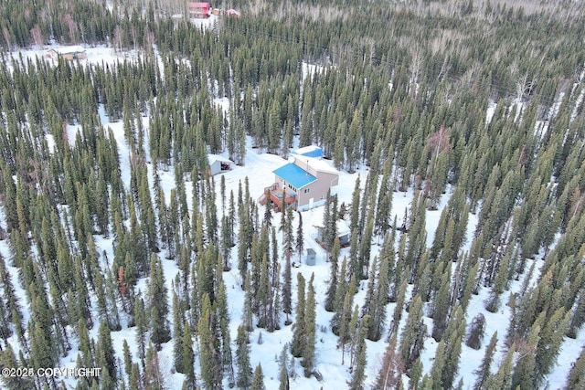 36696 Tammarack St, Soldotna, AK 99669 - snowy aerial view with a forest view