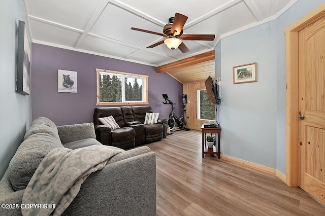 36696 Tammarack St, Soldotna, AK 99669 - living room with baseboards, ceiling fan, and light wood-style flooring