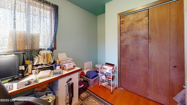 office with wood finished floors