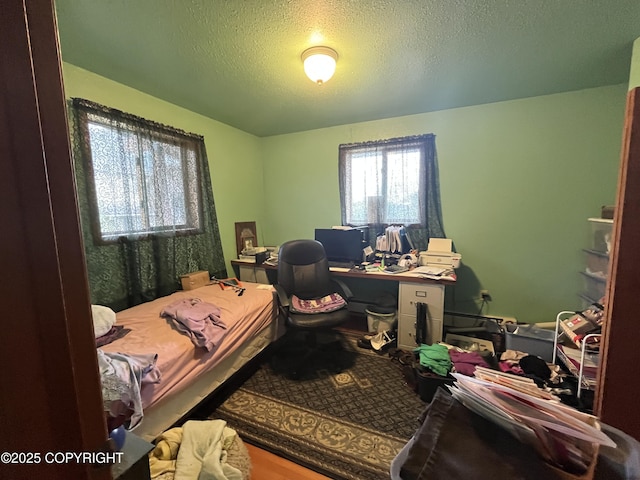 bedroom with a textured ceiling