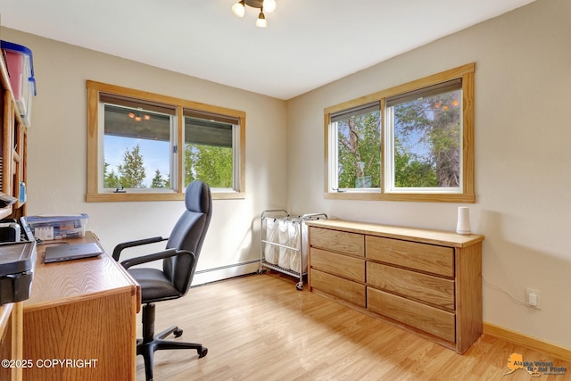 16900 Ransom Ridge Rd, Anchorage, AK 99516 - home office featuring healthy amount of natural light, light wood-style floors, and baseboard heating