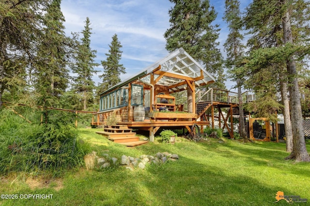 16900 Ransom Ridge Rd, Anchorage, AK 99516 - exterior space featuring a wooden deck, a yard, and stairway