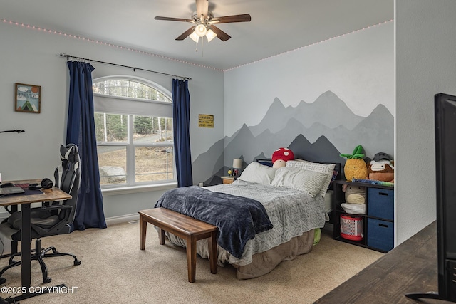3604 N Copperspike St, Wasilla, AK 99623 - bedroom featuring carpet flooring, an office area, and a ceiling fan