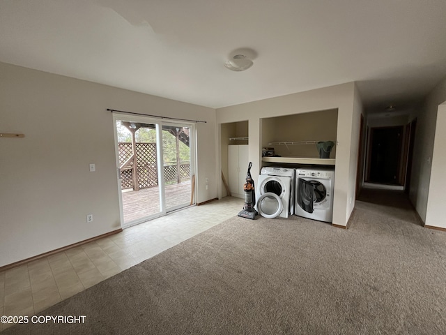 603 Rambler St, Petersburg, AK 99833 - washroom with independent washer and dryer, carpet, baseboards, and tile patterned floors