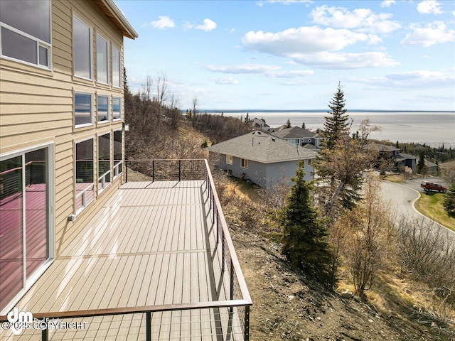 6485 Prominence Pointe Dr, Anchorage, AK 99516 - wooden terrace with a water view