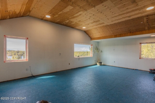 53160 Stol Rd, Clam Gulch, AK 99568 - spare room with lofted ceiling, recessed lighting, and baseboards