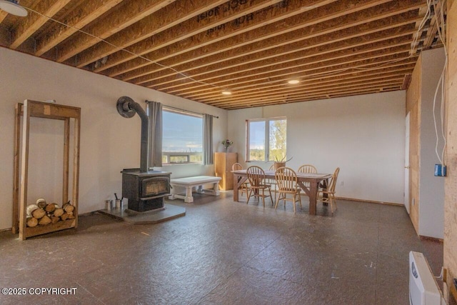 53160 Stol Rd, Clam Gulch, AK 99568 - dining room featuring a wood stove