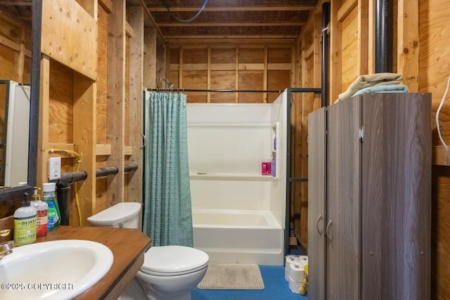 53160 Stol Rd, Clam Gulch, AK 99568 - full bath with a sink, toilet, and shower / bathtub combination with curtain