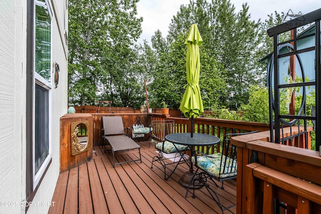 2000 Wenmatt Cir, Anchorage, AK 99517 - wooden deck featuring a fenced backyard and view of scattered trees