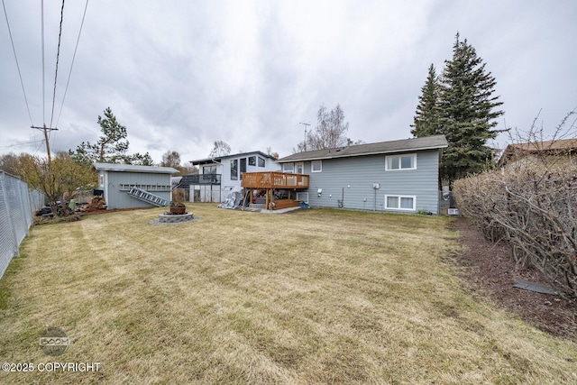 1851 E 53rd Ave, Anchorage, AK 99507 - back of property with a yard, a deck, and a fenced backyard
