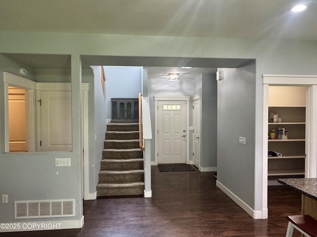6230 N Crupperdock Dr, Palmer, AK 99645 - entrance foyer with stairs and dark wood-style flooring