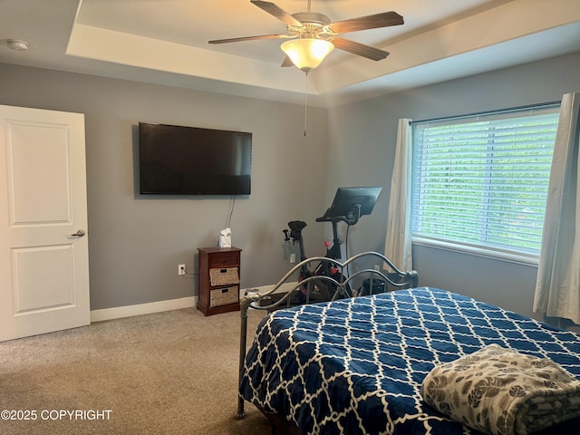 6230 N Crupperdock Dr, Palmer, AK 99645 - bedroom featuring carpet flooring, a raised ceiling, and ceiling fan