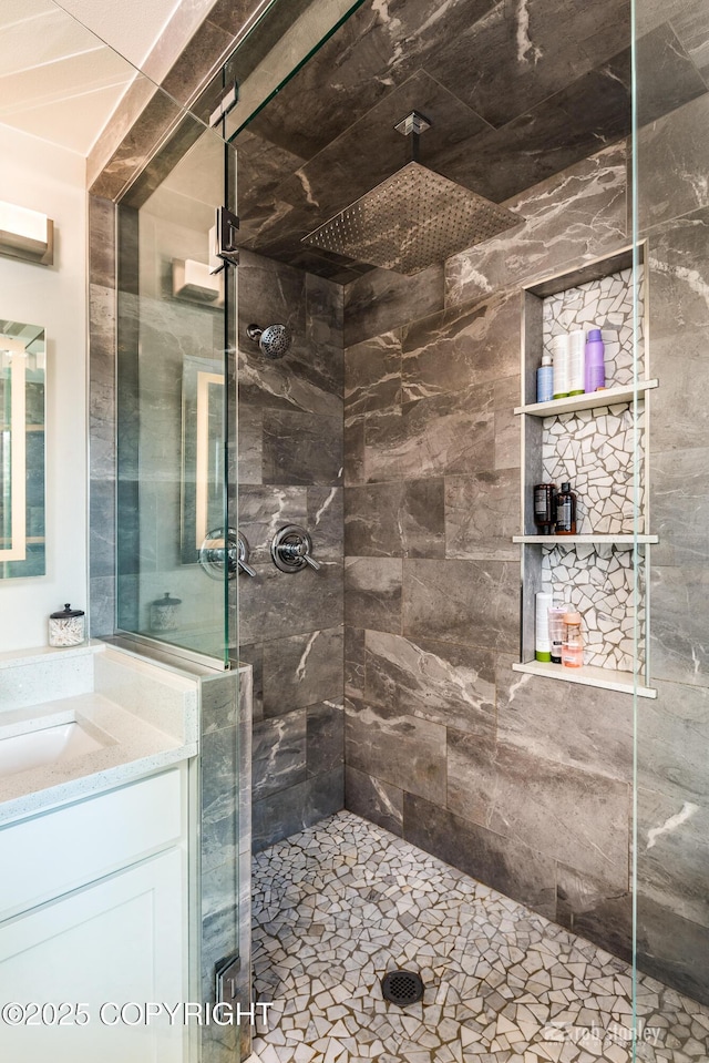 3030 E Sandman Cir, Wasilla, AK 99654 - full bath featuring a stall shower and vanity