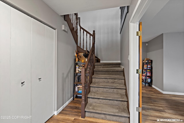 800 Howard Cir, Anchorage, AK 99504 - staircase with wood finished floors and baseboards