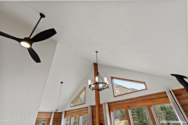 3915 Hiland Rd, Eagle River, AK 99577 - detailed view of rustic walls and a chandelier