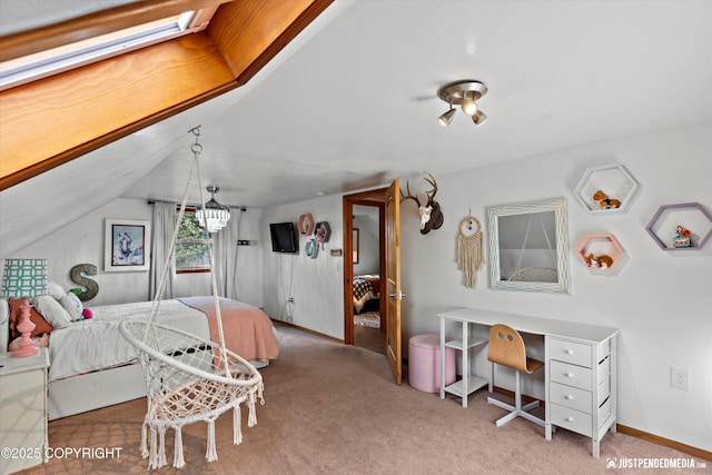 3915 Hiland Rd, Eagle River, AK 99577 - carpeted bedroom with vaulted ceiling and baseboards