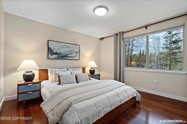 bedroom featuring baseboards and hardwood / wood-style floors