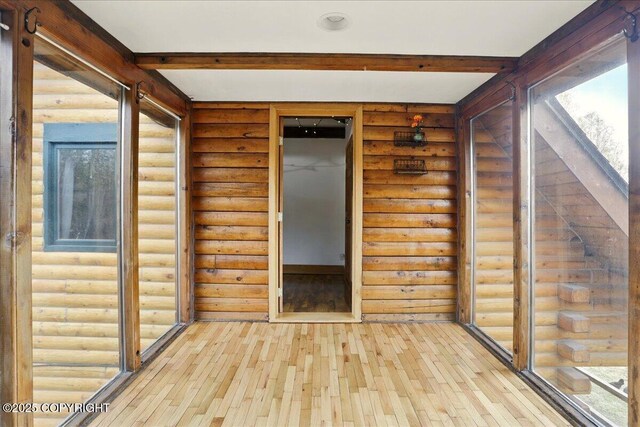 17720 Werre St, Chugiak, AK 99567 - unfurnished sunroom featuring beamed ceiling and plenty of natural light
