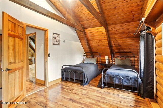 17720 Werre St, Chugiak, AK 99567 - bedroom featuring wooden ceiling, wood finished floors, and baseboards