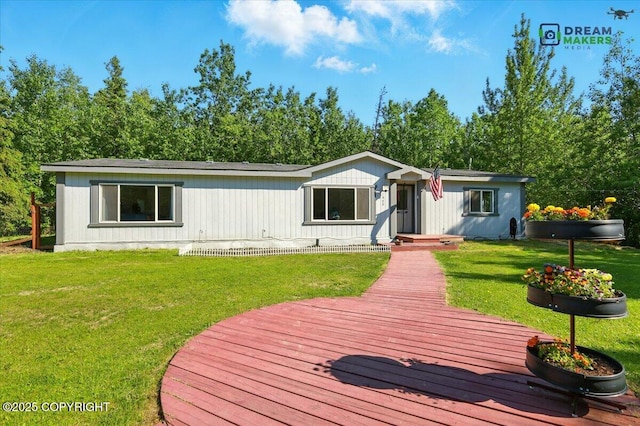 1900 N Green Forest Dr, Palmer, AK 99645 - manufactured / mobile home featuring a front yard and a deck