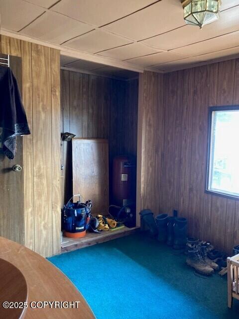 19405 Ridge St, Kasilof, AK 99610 - interior space featuring wooden walls and carpet