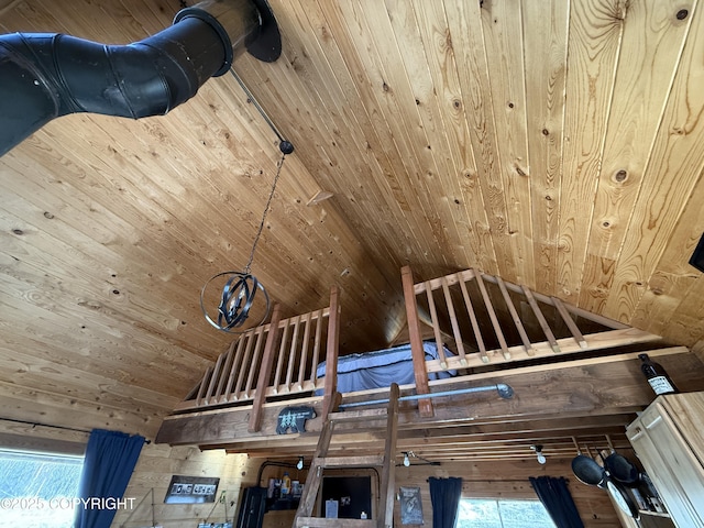 detailed view of wooden ceiling and wood walls