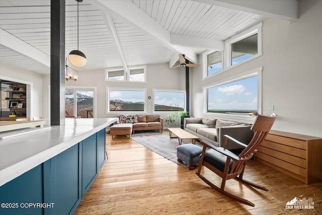 sunroom featuring beam ceiling