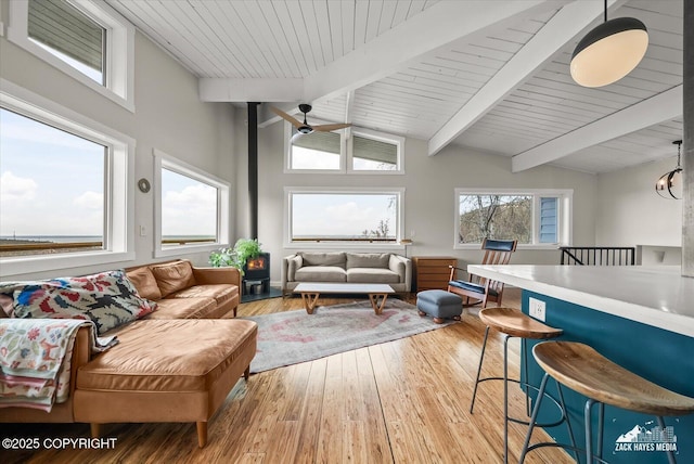 sunroom / solarium with beam ceiling