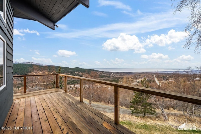deck with a mountain view