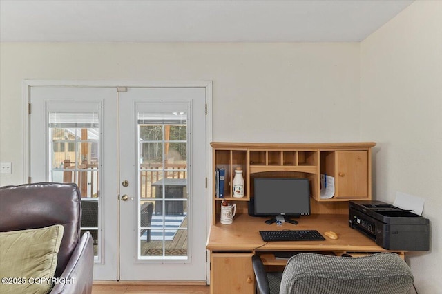 office area featuring french doors