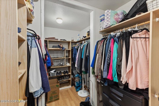 spacious closet with wood finished floors