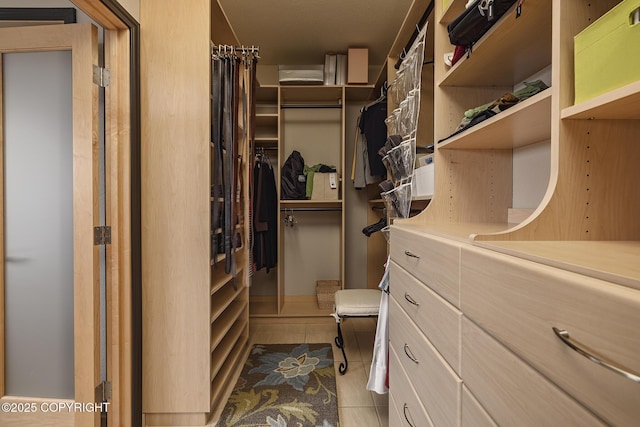 spacious closet featuring tile patterned flooring