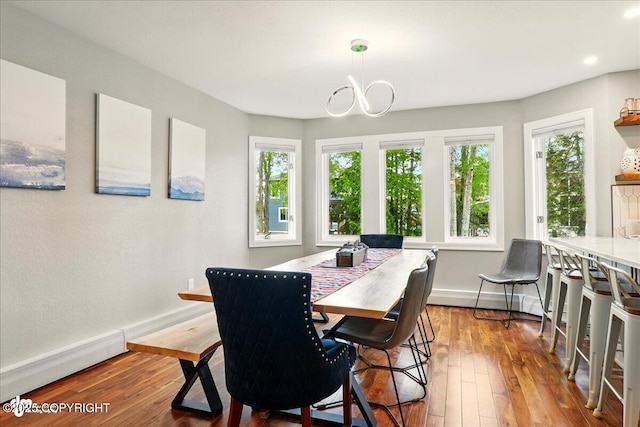 4200 Endeavor Cir, Anchorage, AK 99515 - dining space with plenty of natural light, hardwood / wood-style floors, baseboards, a chandelier, and recessed lighting