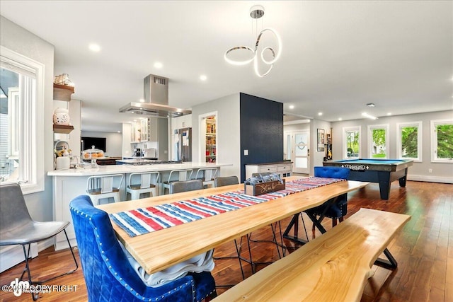 4200 Endeavor Cir, Anchorage, AK 99515 - dining area with hardwood / wood-style flooring, billiards, and recessed lighting